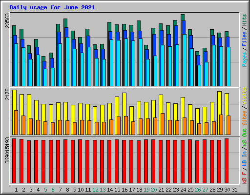 Daily usage for June 2021